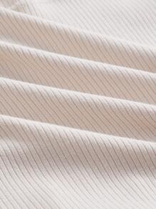 SHEIN MOD Camiseta escote corazón con aro U delantero tejido de canalé - Albaricoque - Ver 4