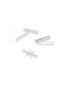 5 piezas con diamante de imitación & con diseño de letra Correa de reloj Decoración Anillo - Plateado - Ver 2