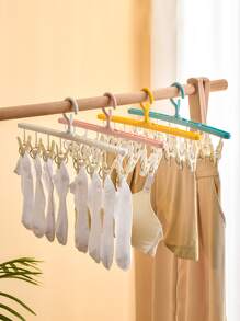 1 pieza de dos tonos ropa secado Percha con Pinza - Azul - Ver 2