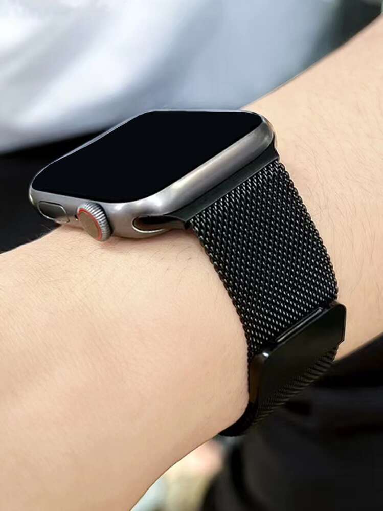 Magnetic Milanese Watchband Compatible With Apple Watch - Black - View 5