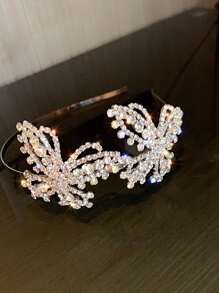 Rhinestone Butterfly Decor Headband - Silver - View 2