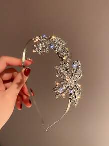 Rhinestone Butterfly Decor Headband - Silver - View 3