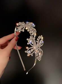 Rhinestone Butterfly Decor Headband - Silver - View 5