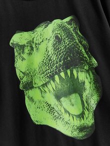 SHEIN Boys 3D Dinosaur Print Tee - Black - View 3