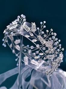 1 chiếc thắt lưng cô dâu đính ngọc trai và đá giả, thắt lưng váy cưới đính hạt, trang trí eo thời trang cho phụ nữ trong những dịp trang trọng, lễ kỷ niệm, tiệc tùng - Bạc - Xem 3