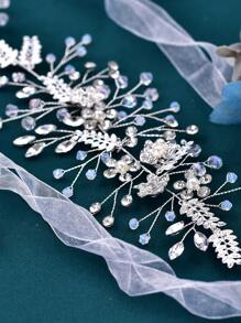 1 chiếc thắt lưng cô dâu đính ngọc trai và đá giả, thắt lưng váy cưới đính hạt, trang trí eo thời trang cho phụ nữ trong những dịp trang trọng, lễ kỷ niệm, tiệc tùng - Bạc - Xem 4