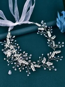 1 chiếc thắt lưng cô dâu đính ngọc trai và đá giả, thắt lưng váy cưới đính hạt, trang trí eo thời trang cho phụ nữ trong những dịp trang trọng, lễ kỷ niệm, tiệc tùng - Bạc - Xem 7