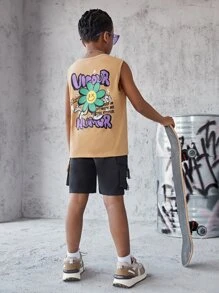 SHEIN 男孩卡通圖案背心上衣