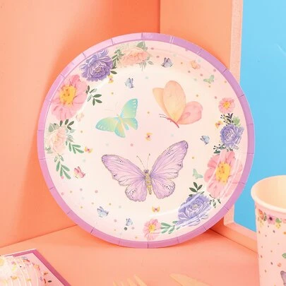 24入組蝴蝶樣式一次性盤子