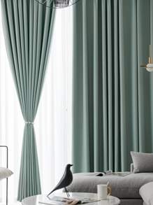 Rèm một ngăn màu xanh lá cây đơn sắc, Rèm đơn ngăn polyester tối giản cho phòng ngủ và phòng khách, tất cả các mùa - Màu xanh Bạc hà - Xem 1