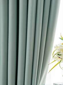 Rèm một ngăn màu xanh lá cây đơn sắc, Rèm đơn ngăn polyester tối giản cho phòng ngủ và phòng khách, tất cả các mùa - Màu xanh Bạc hà - Xem 3