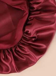 Solid Hair Bonnet Silk Bonnet Satin Bonnet Sleep Bonnet - Burgundy - View 4