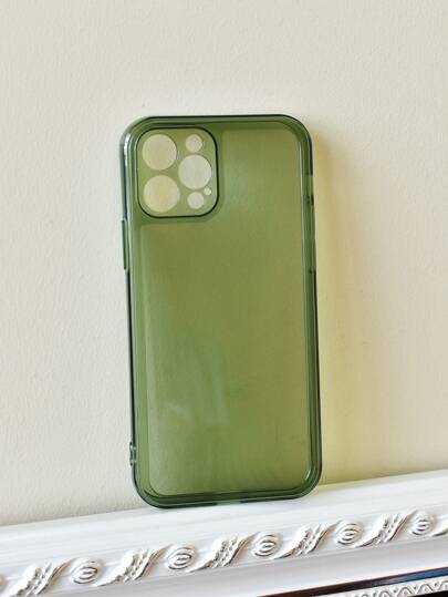 1pc Minimalist Transparent Olive Green Phone Case Compatible With Apple 11/12/13/14/15/Pro/Max/16 Waterproof Shockproof Anti-Fall Scratch Resistant