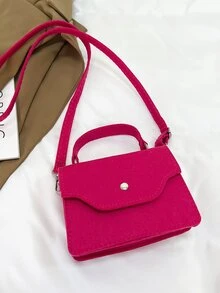 Mini Neon Pink Flap Square Bag - Hot Pink - View 4