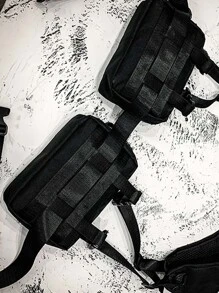 Street Chest Rig Bag For Women Hip-Hop Outdoor Chest Bag Functionality Unisex Vest Waist Pack - Black - View 2