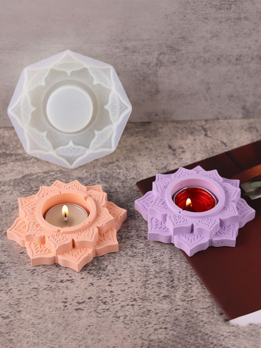 1pc Flower Design DIY Silicone Mold - White - View 1