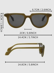 鉚釘細節太陽眼鏡 - 橄欖綠 - 查看 5