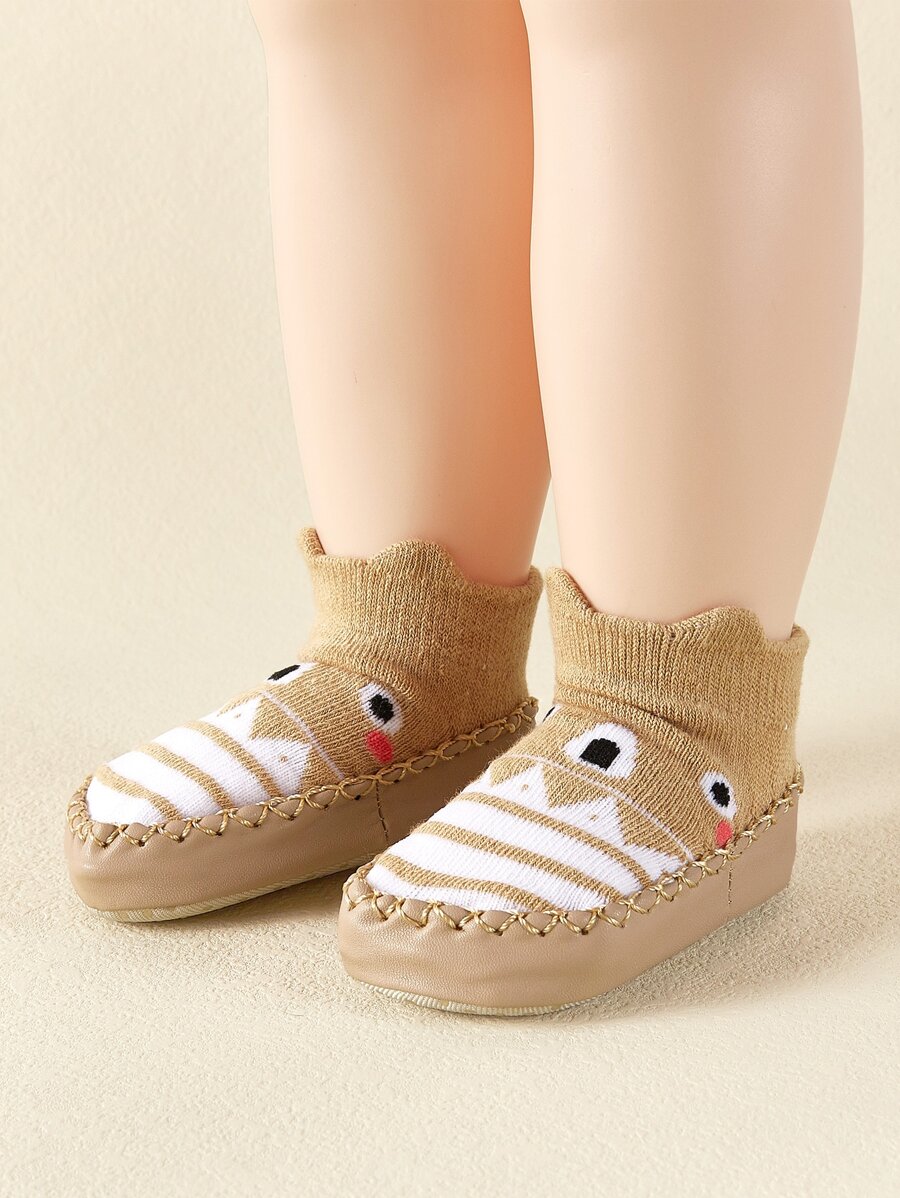 1pair Infant Anti-Slip Cartoon Grip Socks For Indoor Toddling & Fall Prevention - Multicolor - View 1