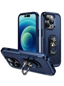 男士磁吸式手机壳带指环支架，国际版，非国内版 - 寶藍色 - 查看 1