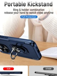 男士磁吸式手机壳带指环支架，国际版，非国内版 - 寶藍色 - 查看 9