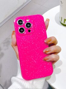 1 Ốp điện thoại TPU mềm chống sốc, chống mồ hôi, chống vân tay, chống trầy xước, chống phai màu, chống nước, chống rơi vỡ, chất lượng cao màu hồng thạch lấp lánh - Màu Hồng Tươi - Xem 6