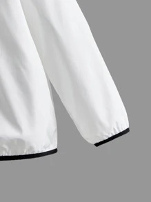 SHEIN Boys Astronaut & Letter Graphic Contrast Binding Hooded Jacket - White - View 3