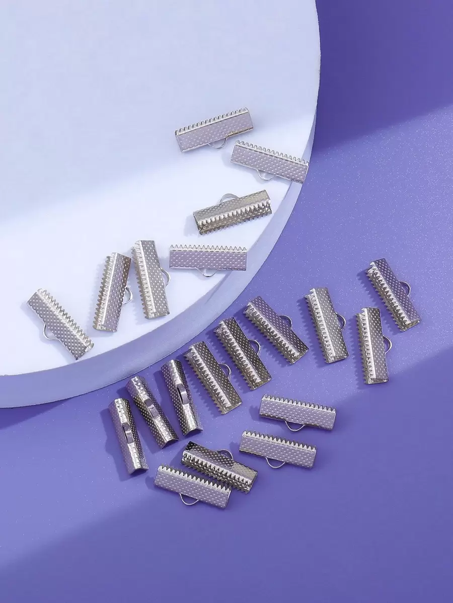 20pcs Cord Crimp End Caps Thread End Fasten - Silver - View 1