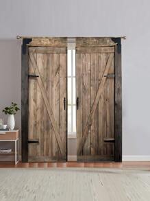 2入組木紋門簾 - 彩色 - 查看 1