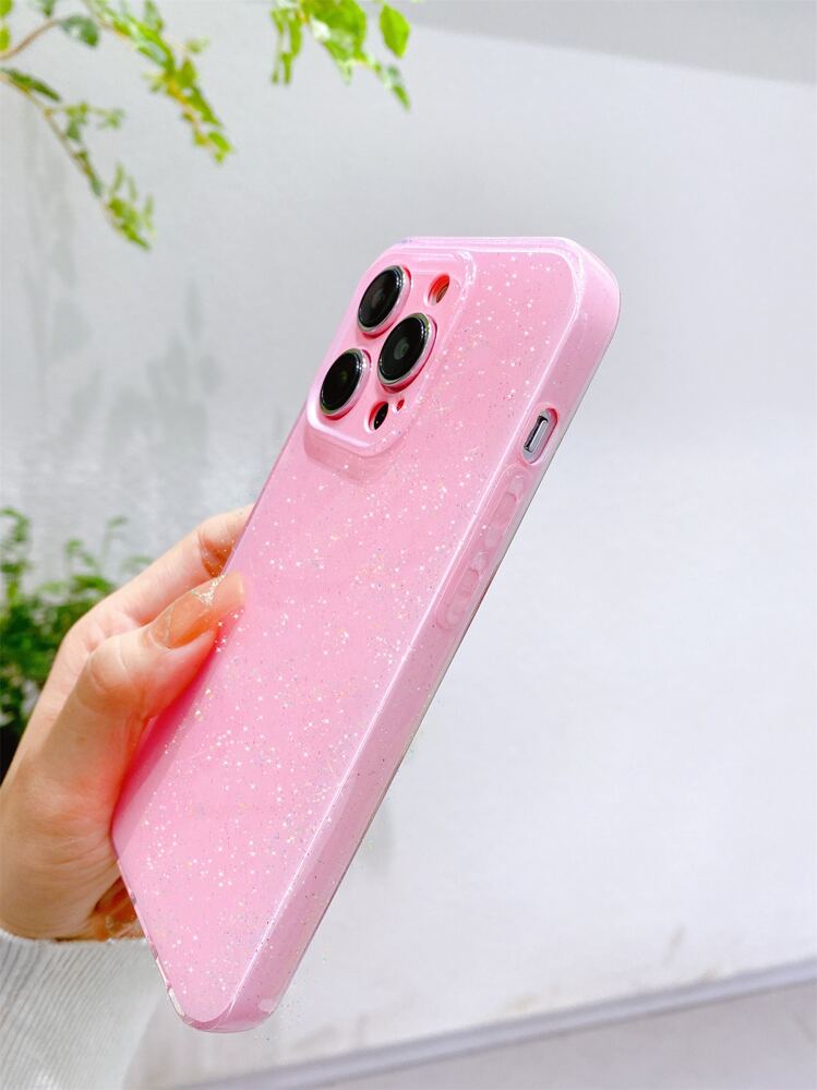 1 件高品质粉色果冻闪光软 TPU 手机壳，防摔、防汗、防指纹、防刮、不褪色手机壳防水防震 - 粉色 - 查看 3