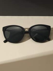 1 Pair Women's Retro Cat Eye Fashion Glasses, Black Frame, High-Definition Lenses, Suitable For Beach Parties, Vacations, Ideal For Women's Autumn/Winter Outfits, Business Casual, Summer Beach, Outdoor Activities And Travel - 灰色 - 查看 3