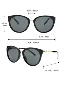 1 Pair Women's Retro Cat Eye Fashion Glasses, Black Frame, High-Definition Lenses, Suitable For Beach Parties, Vacations, Ideal For Women's Autumn/Winter Outfits, Business Casual, Summer Beach, Outdoor Activities And Travel - 灰色 - 查看 4