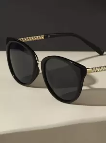1 Pair Women's Retro Cat Eye Fashion Glasses, Black Frame, High-Definition Lenses, Suitable For Beach Parties, Vacations, Ideal For Women's Autumn/Winter Outfits, Business Casual, Summer Beach, Outdoor Activities And Travel - 灰色 - 查看 5