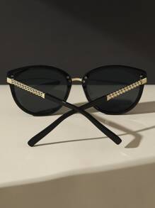 1 Pair Women's Retro Cat Eye Fashion Glasses, Black Frame, High-Definition Lenses, Suitable For Beach Parties, Vacations, Ideal For Women's Autumn/Winter Outfits, Business Casual, Summer Beach, Outdoor Activities And Travel - 灰色 - 查看 6