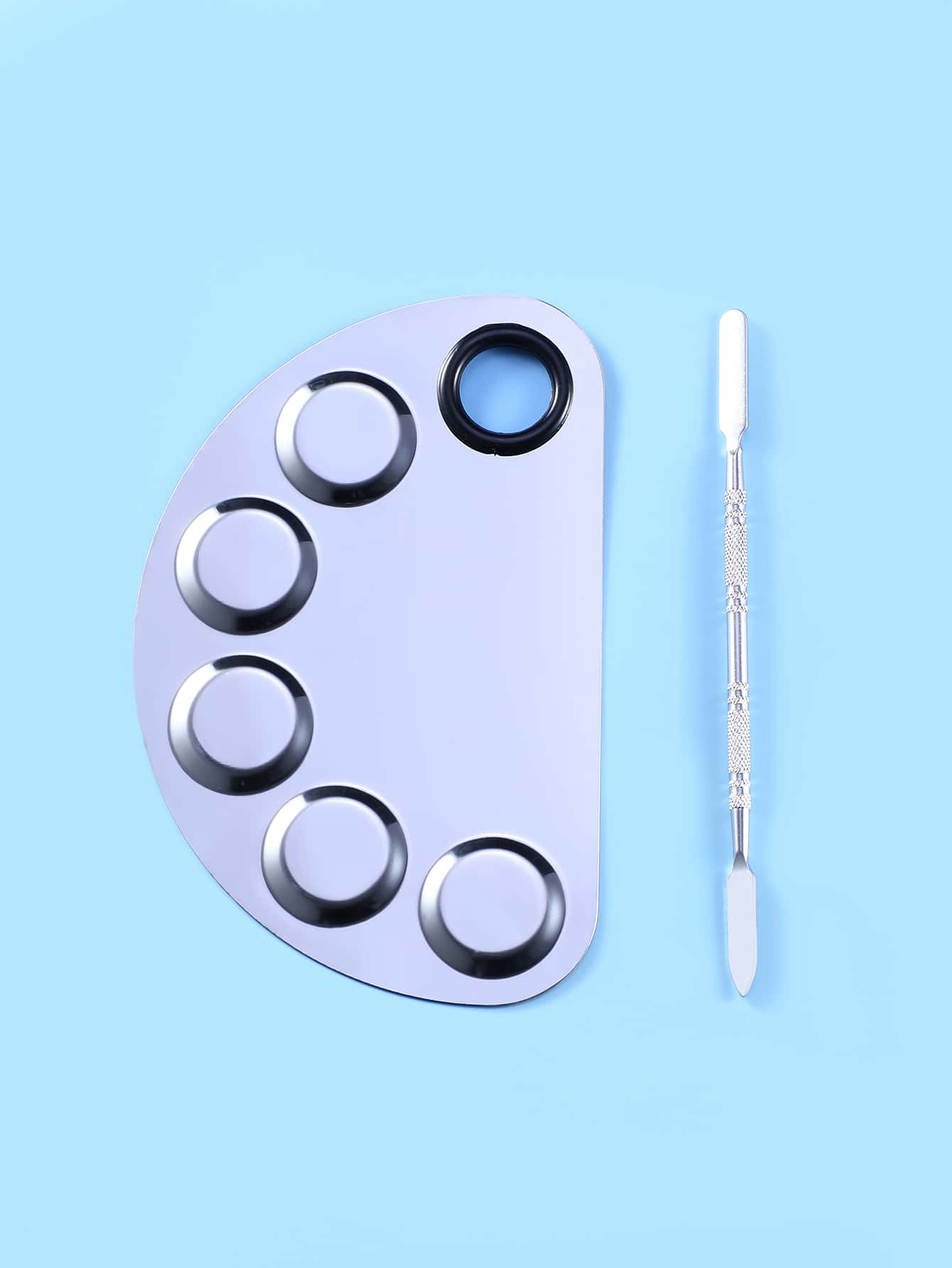 2pcs Stainless Steel Paint Palette Set For Beautiful Nail Art - Silver - View 1