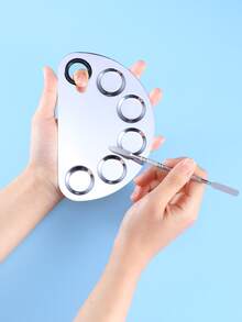 2pcs Stainless Steel Paint Palette Set For Beautiful Nail Art - Silver - View 2