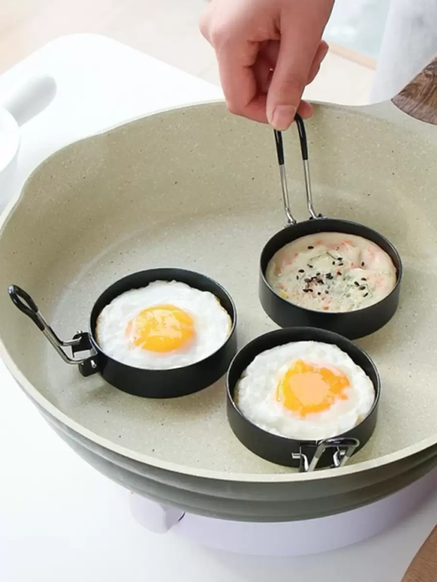 1 pieza Aro de huevo de acero inoxidable redondo - Negro - Ver 1