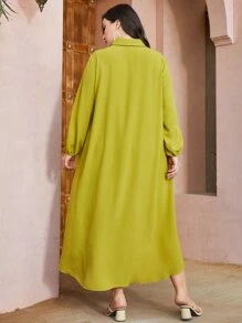 Mulvari 大碼燈籠袖高低下擺襯衫洋裝