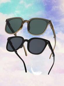 2pcs Women's Square Plastic Fashion Glasses - Multicolor - View 2