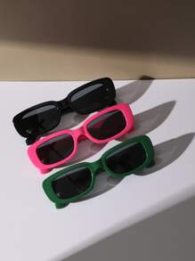 3 pares de gafas de sol con marco cuadrado para el verano, la playa, viajes y actividades al aire libre - Gris - Ver 1