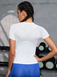 POWERISTA Powerista Solid Raglan Sleeve Sports Tee Fitted Shirt Compression Shirt