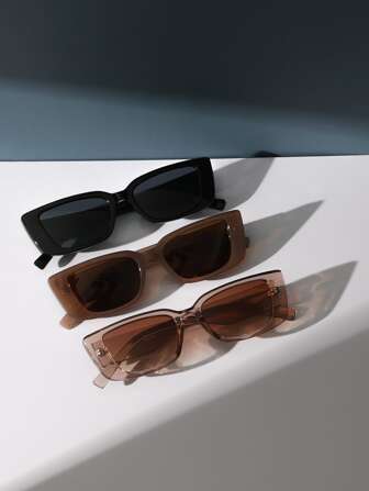 3 paires de lunettes de soleil à monture carrée, accessoires de voyage. Lunettes de soleil de plage pour femmes. Accessoires de plage. Lunettes de soleil de base convenant aux pull, jeans, survêtement, sweat-shirt à capuche, veste, robe et chemise à manches longues. Ombrage élégant pour les sorties familiales, les voyages, les vacances d'été à la plage, les activités en plein air.