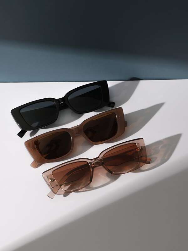 3pairs Square Frame Sunglasses Travel Accessories Sunglasses Beach Sun Glasses Beach Accessories For Women Sun Glasses Sunglasses Shades Basics And Suit For Sweater Jeans Sweatpants Hoodie Jackets Dress And Long Sleeve Shirt Fashionable Shade Elegant Outfit Family Outings Travel Vacation Holiday For Summer Beach Vacation,Outdoor,Travel