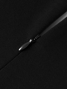 Contrast Collar Button Detail Bodycon Dress Work Dress - Black and White - View 7