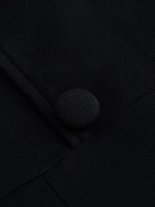 Contrast Collar Button Detail Bodycon Dress Work Dress - Black and White - View 8