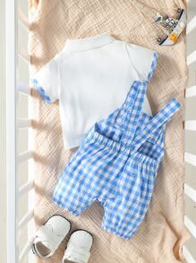 Baby Polo Shirt mit Gingham Muster & Overall Romper mit Gingham Muster