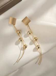 Geometric Decor Earrings - Yellow Gold - View 1