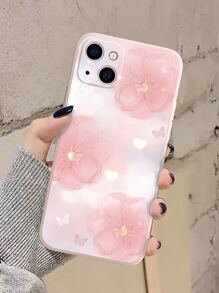 粉色夏日花朵图案手机壳 适用于 iPhone15/15Plus/15Pro/15Promax 防水防震防摔防刮 - 淺粉色 - 查看 3
