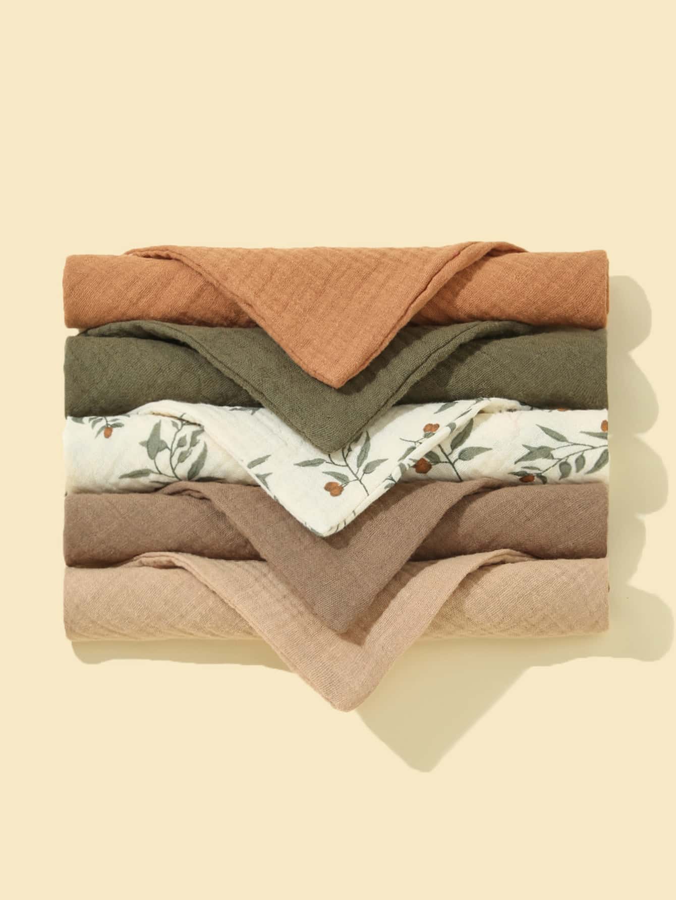 Bebé 5 piezas Babero bandana con patrón de planta - Multicolor - Ver 1