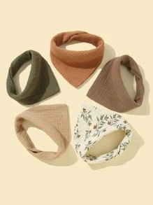 Bebé 5 piezas Babero bandana con patrón de planta - Multicolor - Ver 2