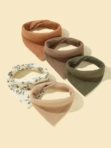 Bebé 5 piezas Babero bandana con patrón de planta - Multicolor - Ver 4
